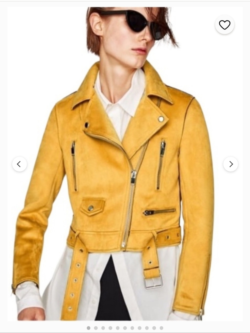 Zara Basics Suede Moto Jacket Goldenrod Mustsrd Yellow Asymmetrical Zip Small
